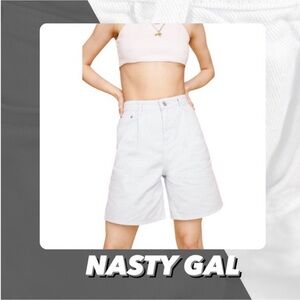 EUC Nasty Gal High Waisted Longline Denim Mom Shorts